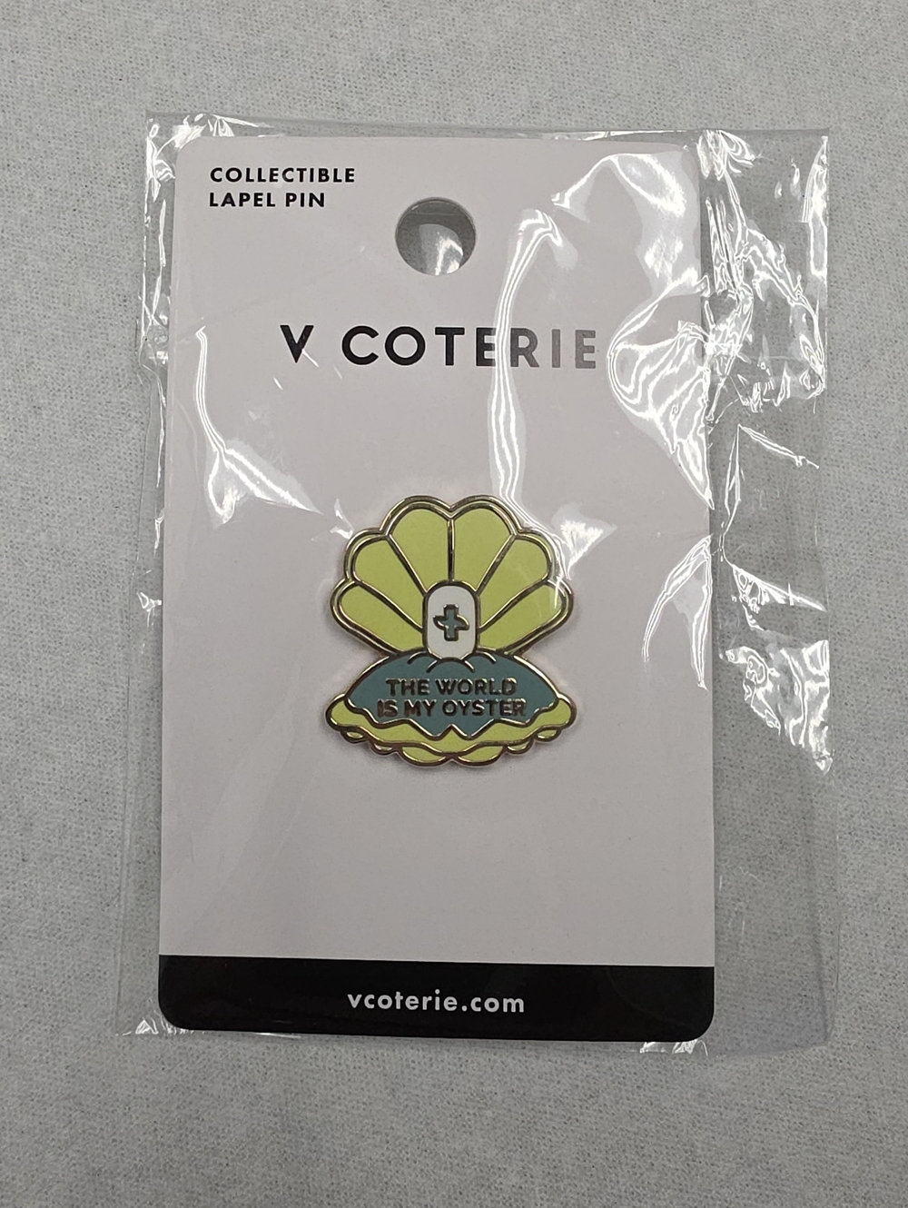 Figs Scrubs V Coterie THE WORLD IS MY OYSTER ENAMEL PIN